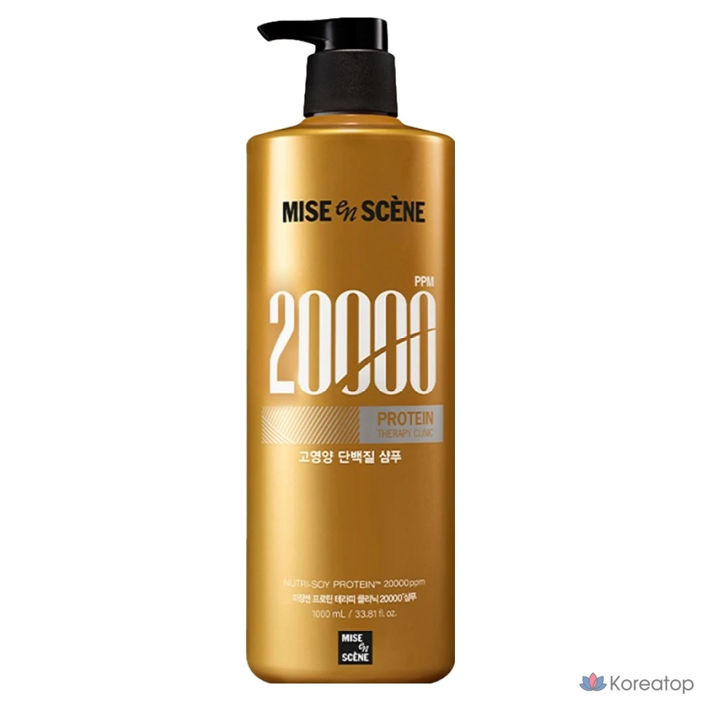 Шампунь Mise en Scene Protein Therapy Clinic 20000 с высоким содержанием белка, умеренно кислый, с фруктово-цветочным ароматом, 1 л, 1 шт.