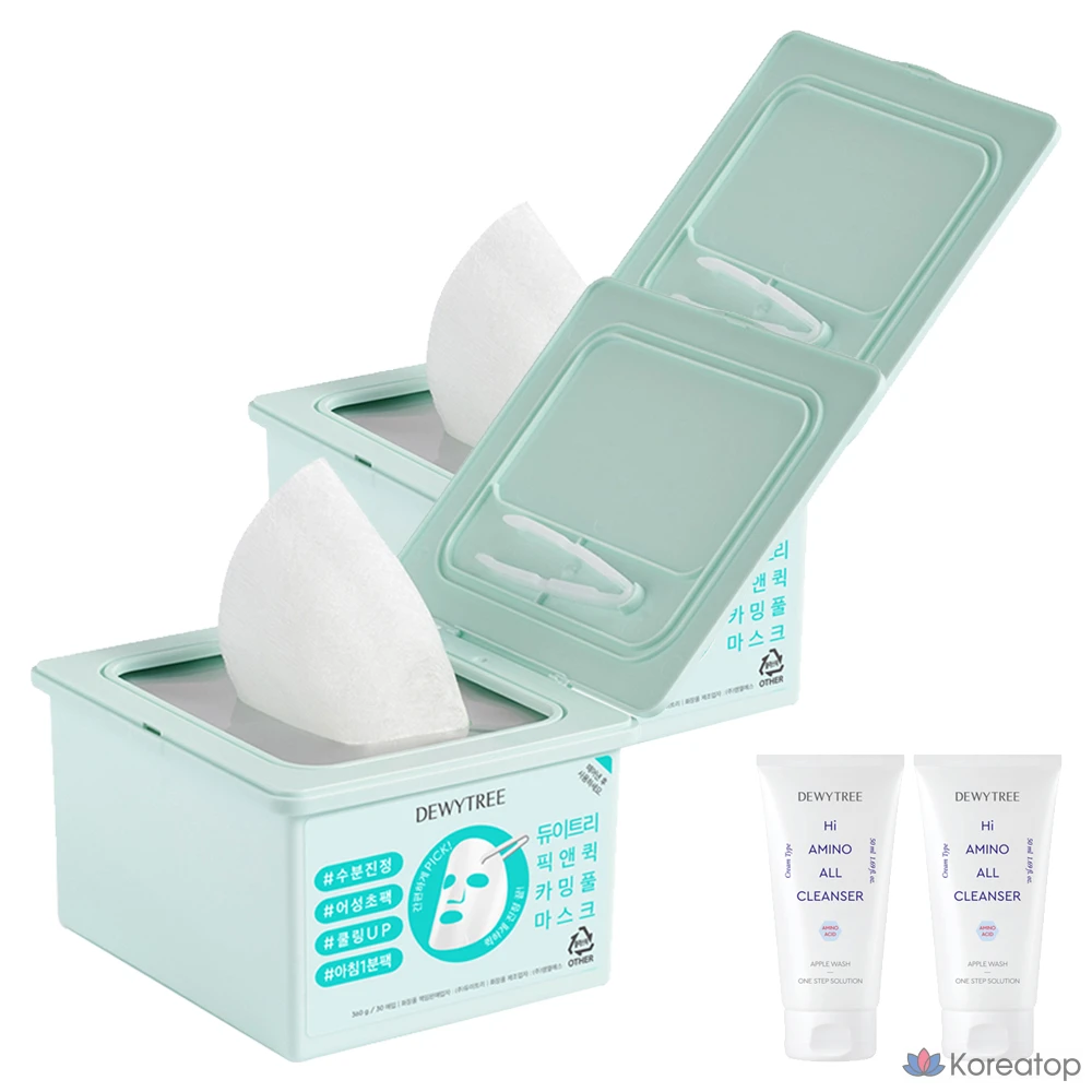 Маска-пленка Dewytree Pick & Quick Calming Pull-Out Mask + очищающая пенка с высоким содержанием аминокислот, 50 мл, 2 шт.