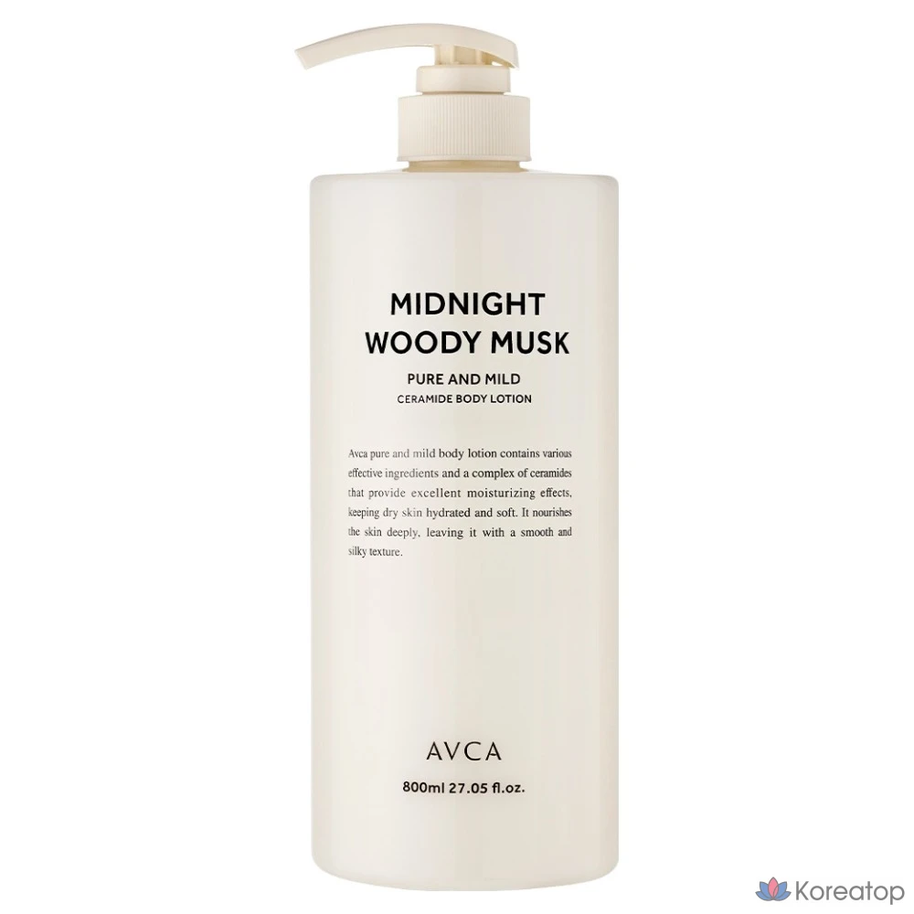 Лосьон для тела AVCA Pure &amp; Mild Ceramide Midnight Woody Musk, 1 шт., 800 мл