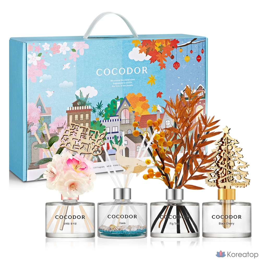 Диффузор для дома Cocodor Four Seasons Diffuser Set, Yangjae Flower Market, Oasis, Fig, Black Cherry, 1 шт.