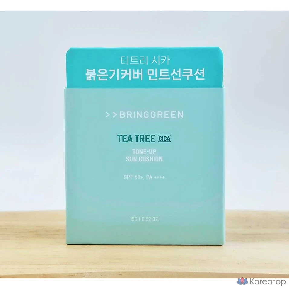 Солнцезащитный кушон Bring Green Tea Tree Cica Tone Up Sun Cushion SPF50+ PA++++, 15 г, 1 шт.