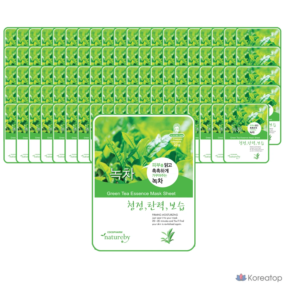 Маска для лица Natureby Essence Mask Pack с зеленым чаем, 23 г, 1 упаковка, 90 штук