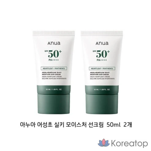 Мягкий солнцезащитный крем Anua Heartleaf Silky Moisture широкого спектра действия с увлажняющей формулой SPF 50+, 50 мл