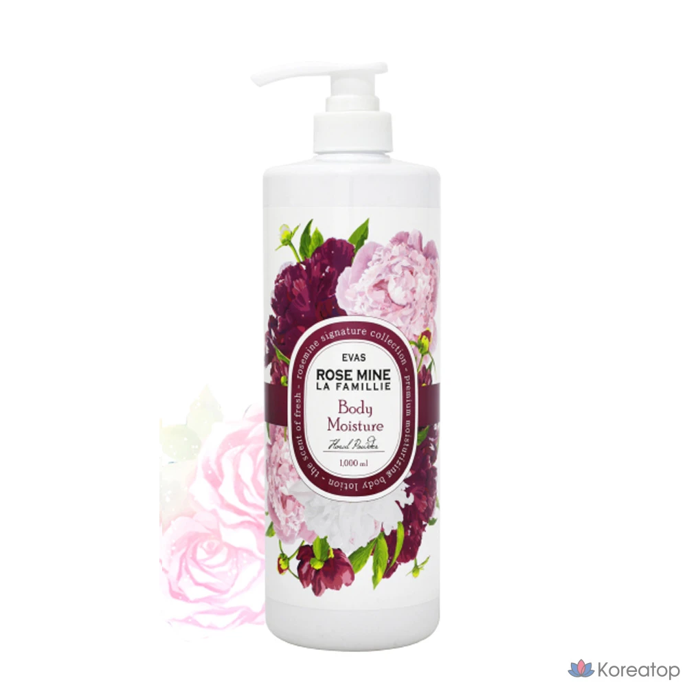 Лосьон для тела Evass Rosemine La Famille с цветочным ароматом и пудрой, 1000 мл, 1 л, 1 шт.