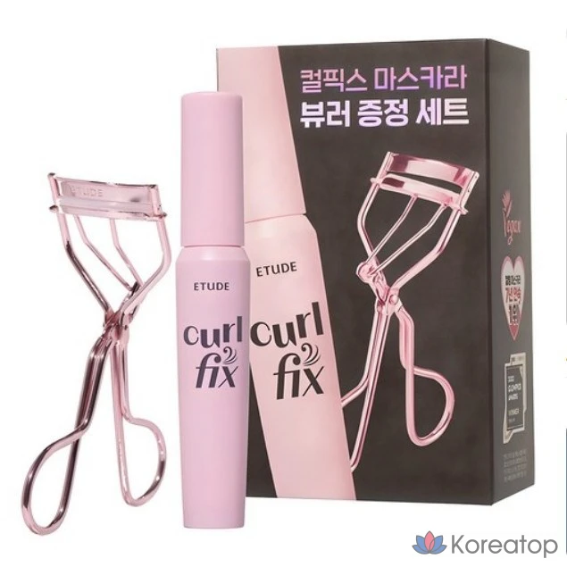 Тушь для ресниц Etude House Curl Fix Mascara + Щипцы для завивки Set, оттенок 03 Gray Brown, 8 г, 1 шт.