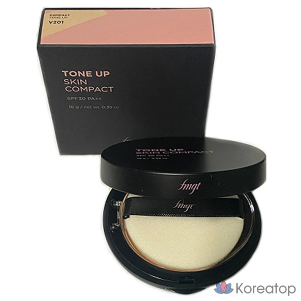 Тон-ап пудра FMGT Tone Up Skin Pact, оттенок V201 Apricot Beige, 10 г, 1 шт.