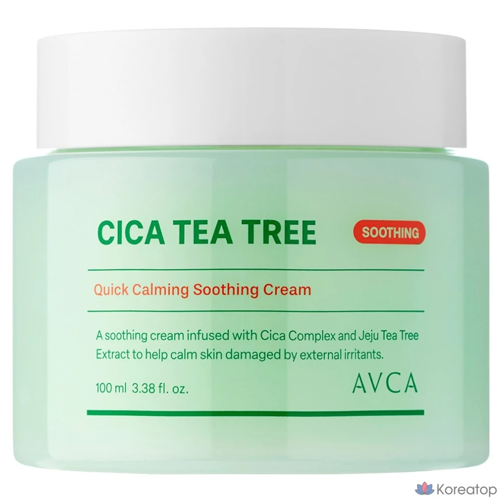 Успокаивающий крем AVCA Quick Calming Cica Tea Tree Rebalancing Soothing Cream, 1 шт., 100 мл