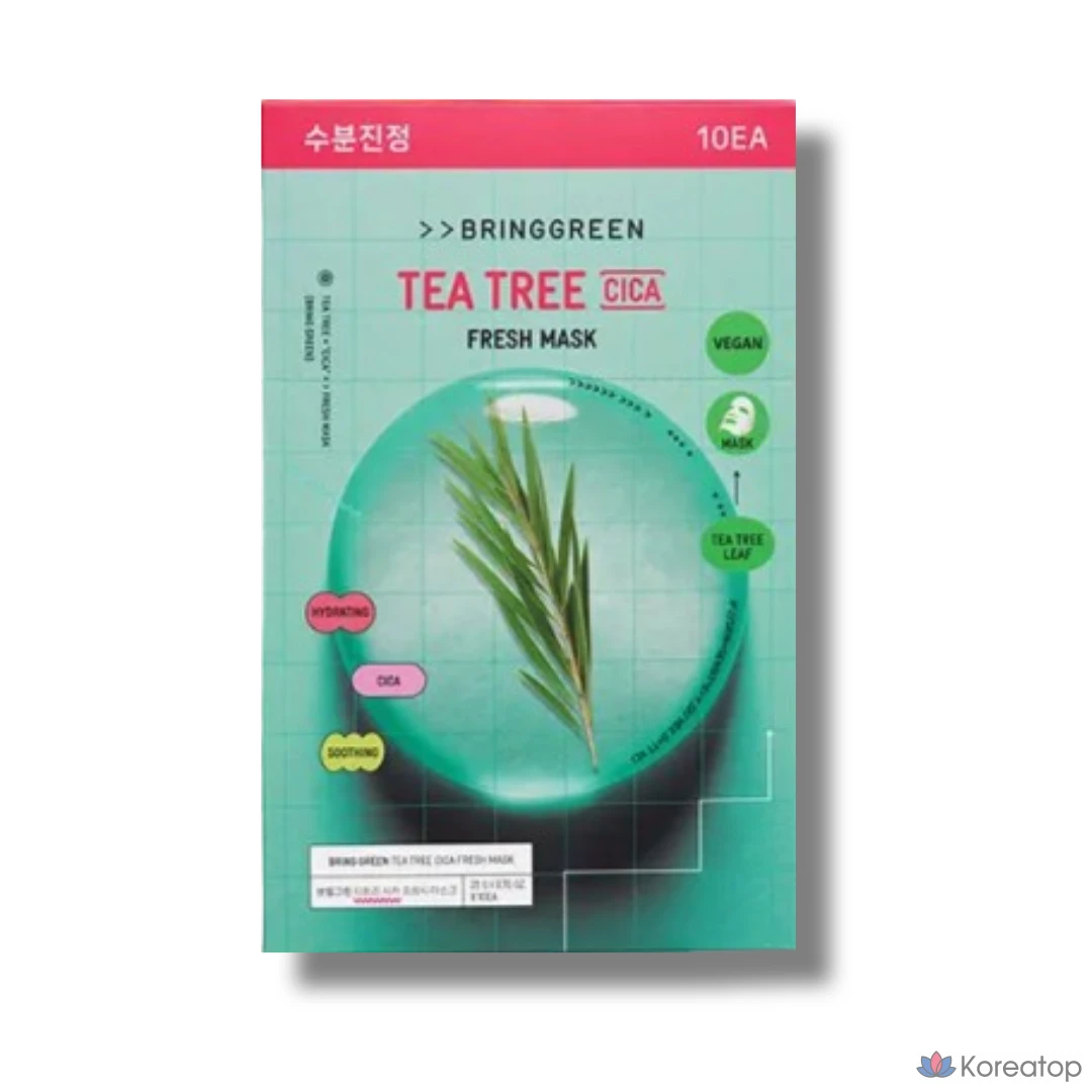 Тканевая маска для лица Bring Green Fresh Mask Tea Tree Cica, 20 г, 10 шт.