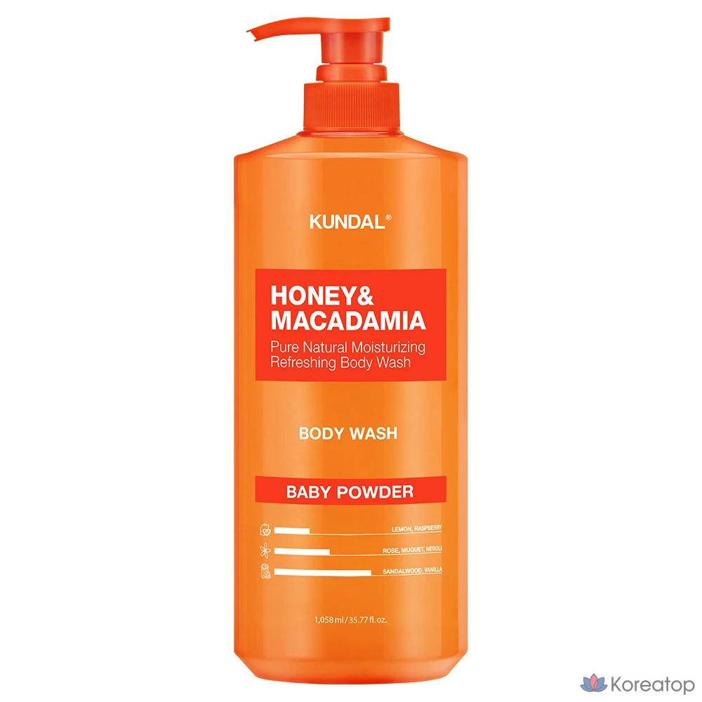 Гель для душа Kundal с ароматом детской присыпки, меда и макадамии, 1,458 л, 1 упаковка.