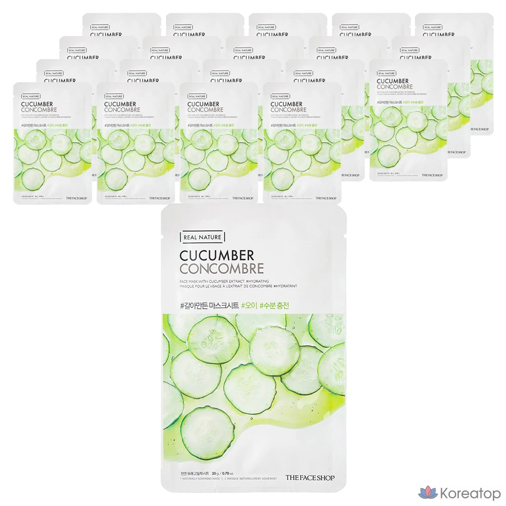 Тканевая маска для лица The Face Shop Real Nature Mask Sheet Cucumber, 20 шт.