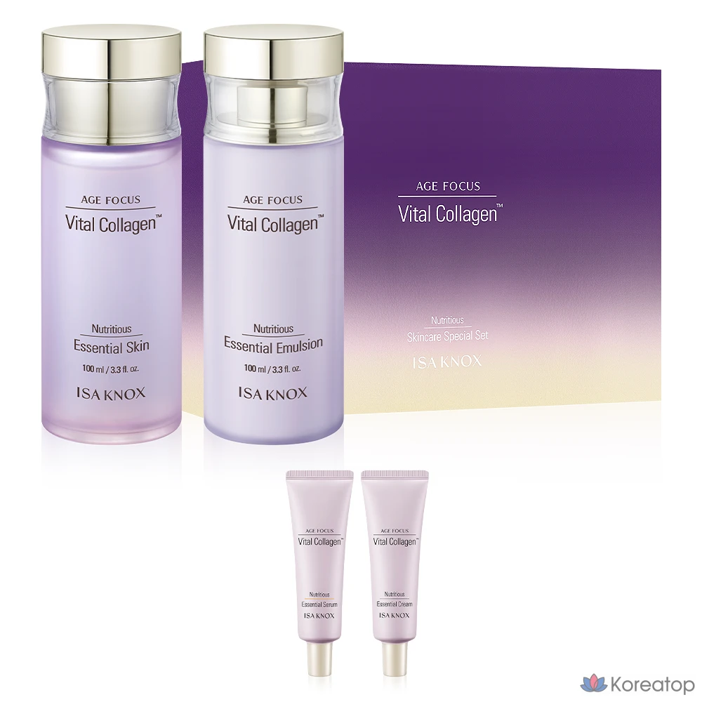 Набор для ухода Isa Knox Age Focus Vital Collagen Set (Toner 100ml + Emulsion 100ml + Serum 20ml + Cream 20ml), 1 шт.