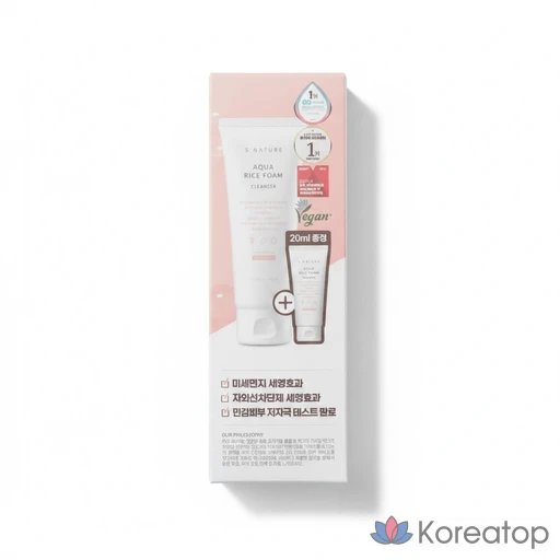 Очищающая пенка S.NATURE Aqua Rice Low pH Cleansing Foam, 160 мл + 20 мл, 1 шт.