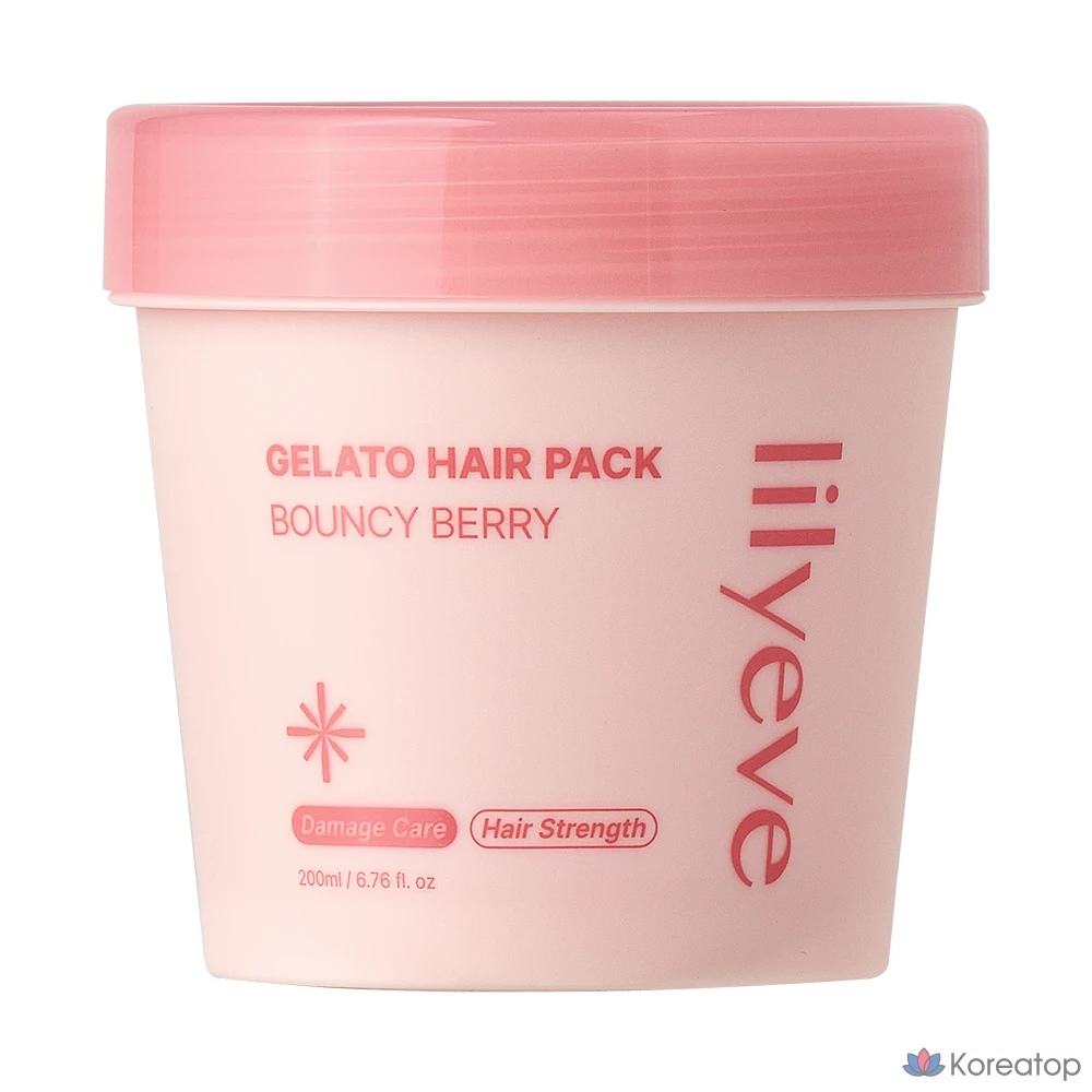 Восстанавливающая маска для волос Lilyeve Repair Gelato Hair Pack Bouncy Berry с высокой концентрацией протеина для поврежденных волос, содержит экстракт морских водорослей, 1 шт., 200 мл