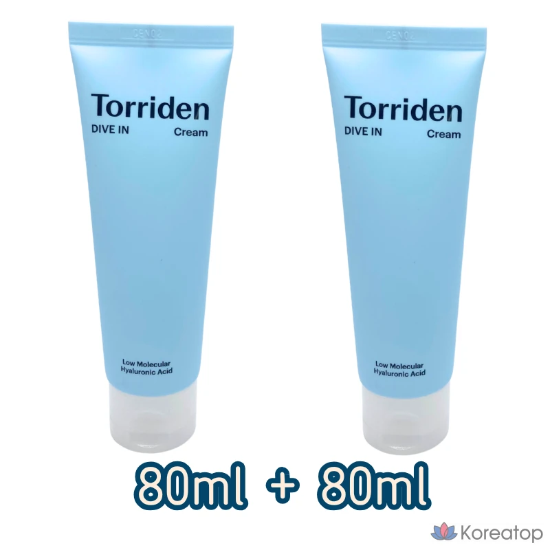 Крем Torriden Dive-in с гиалуроновой кислотой и низкой молекулярной массой, 80 мл + 80 мл, 160 мл, 1 шт.