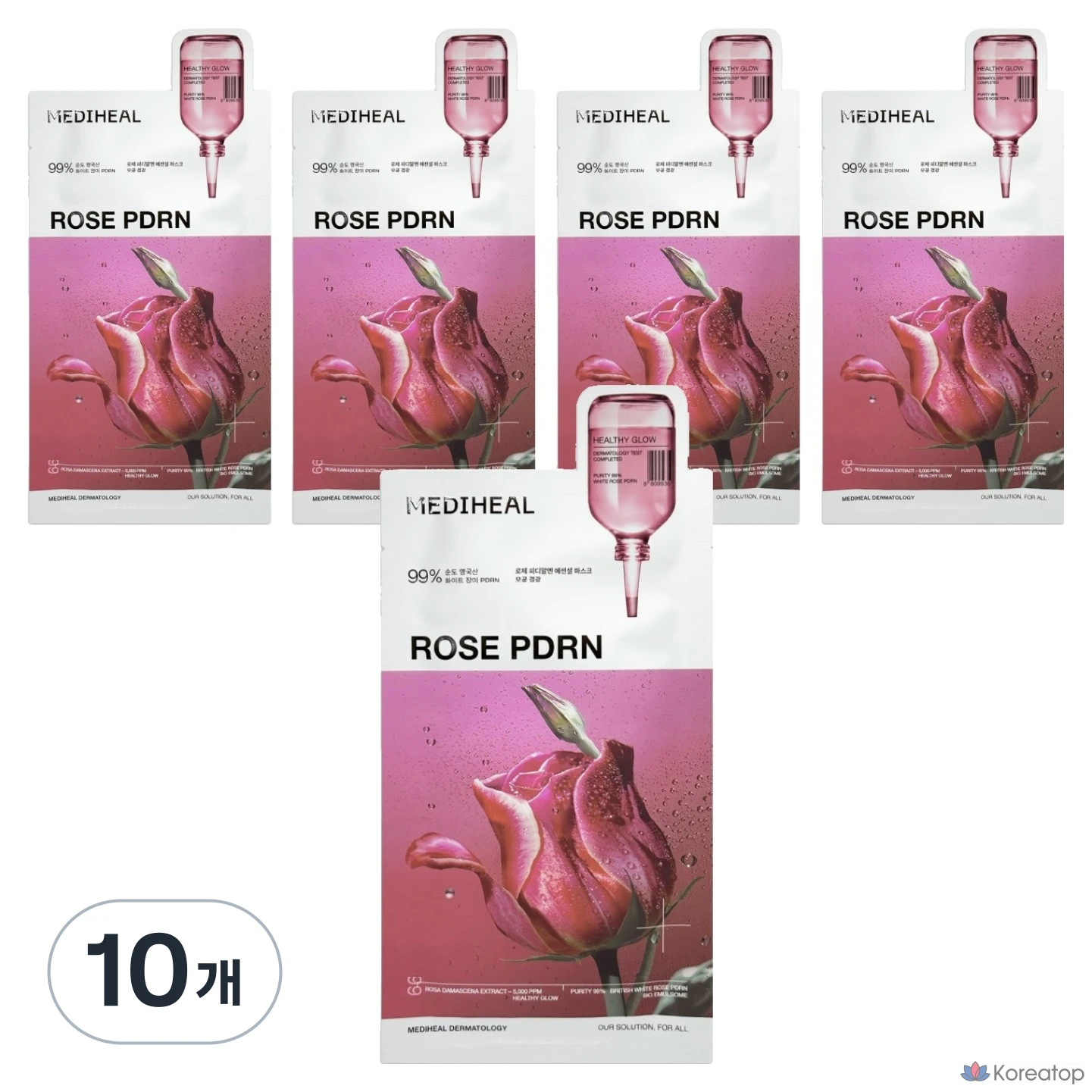 Тканевая маска для лица MEDIHEAL Rose PDRN Essential Mask, 24 мл, 10 шт.