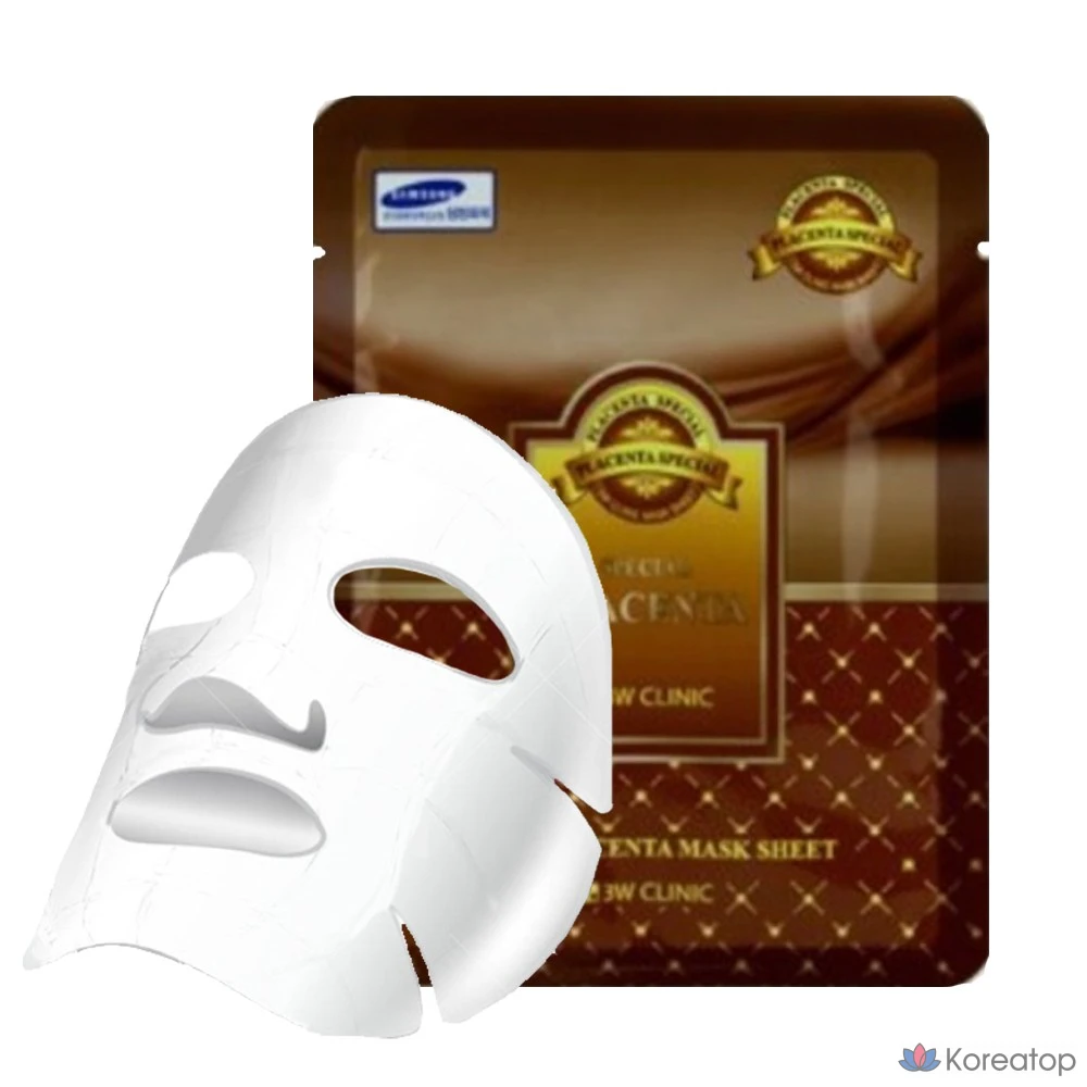 Тканевая маска для лица 3W Clinic Fresh Placenta Hyaluronic Acid Mask, 10 шт.