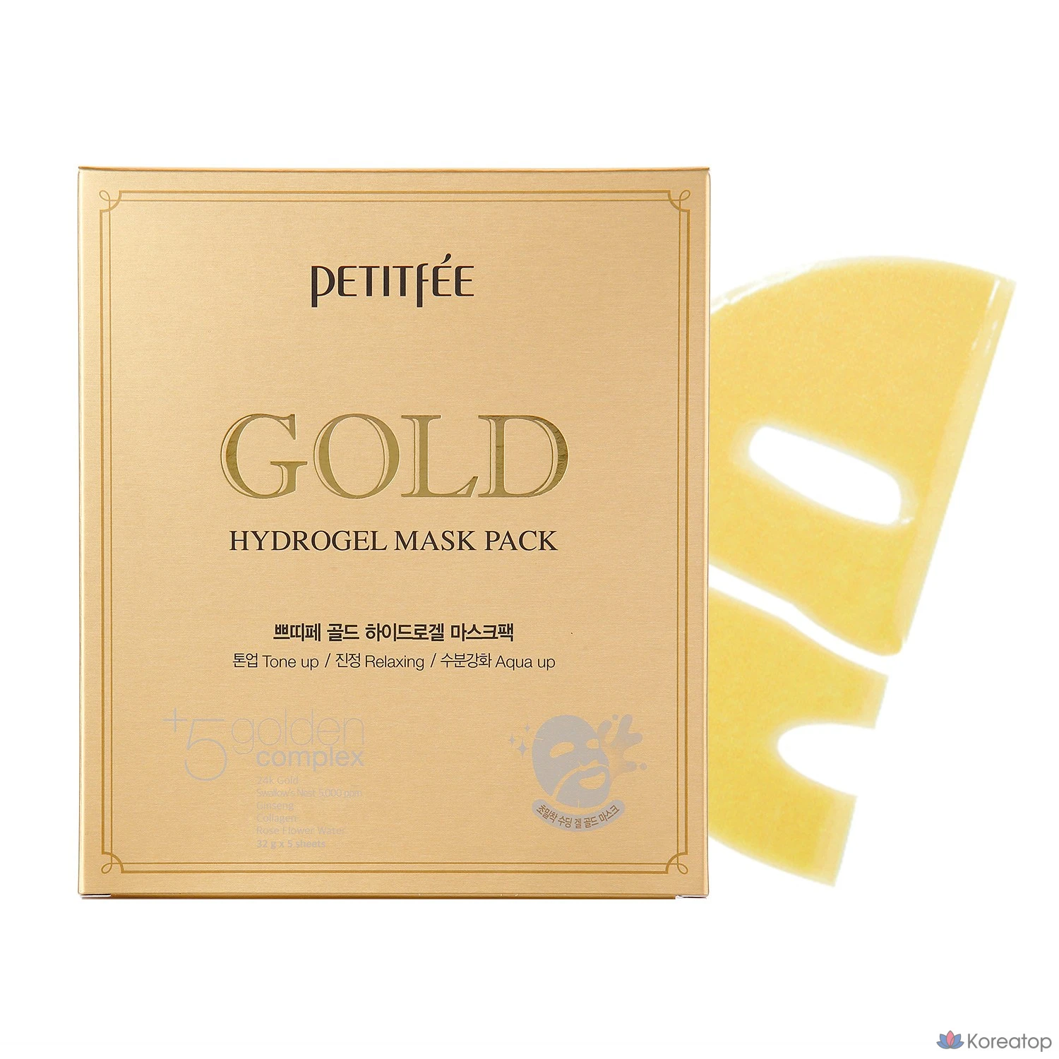 Гидрогелевые маски Petitfee Gold, 32 г, 5 штук, 1 упаковка.