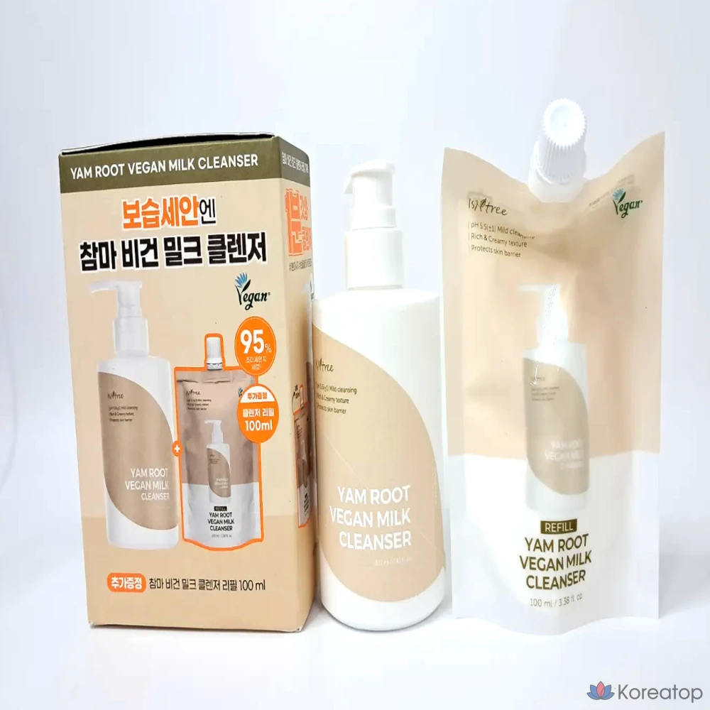 Очищающее молочко для лица Isntree Yam Vegan Milk Cleanser, 220 мл + сменный блок 100 мл, 1 упаковка, 320 мл