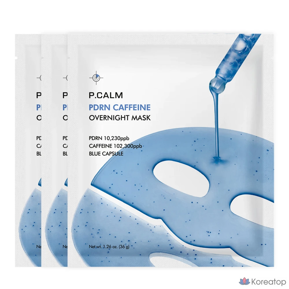 Ночная гелевая маска P.CALM PDRN с кофеином и гиалуроновой кислотой, 3 шт., 4 шт.
