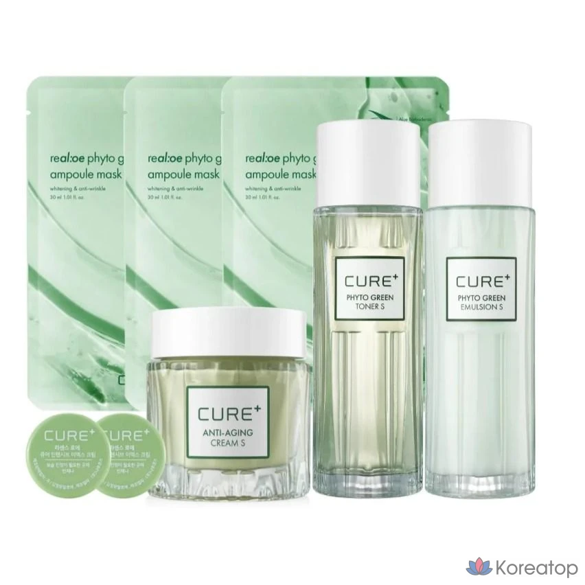 Набор Cure Phyto Green из 3 предметов (3 вида: тоник + эмульсия + крем, 1 комплект)