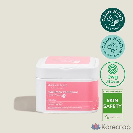 Тканевая маска для лица Mary&amp;May Hyaluronic Panthenol Hydra Mask, 30 шт.