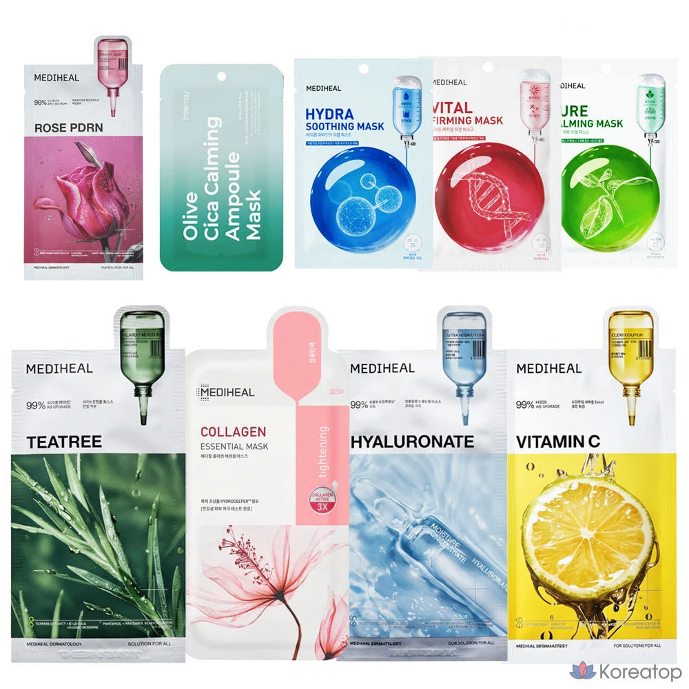 Набор листовых масок Medihill Чайное дерево Лучшее 10 видов, 20 штук, 2 штуки, 10 штук