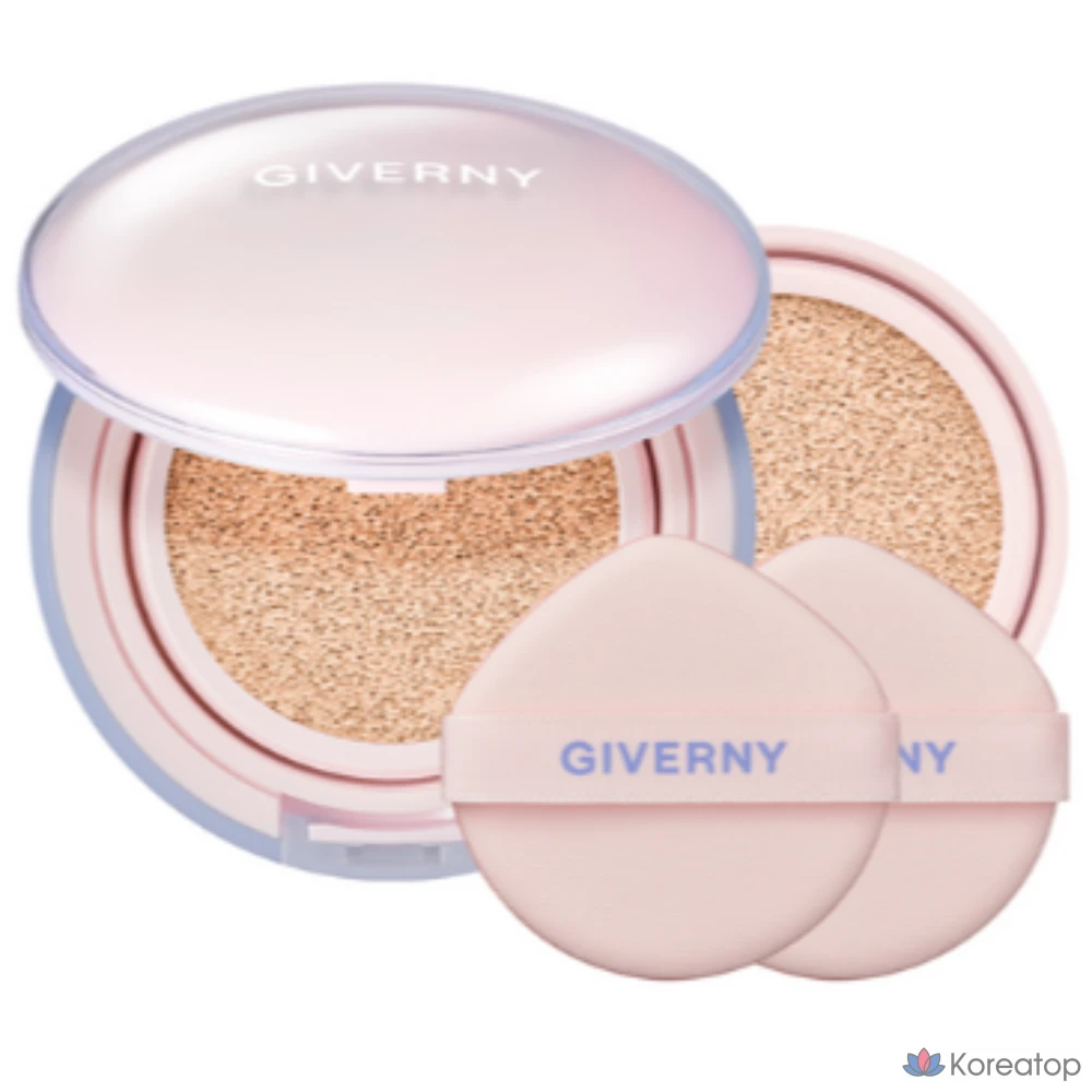 Тональный крем Giverny Dewy Glassy Cushion Foundation (основной продукт + сменный блок), 13 г, 23 оттенка, средний бежевый, 1 шт.