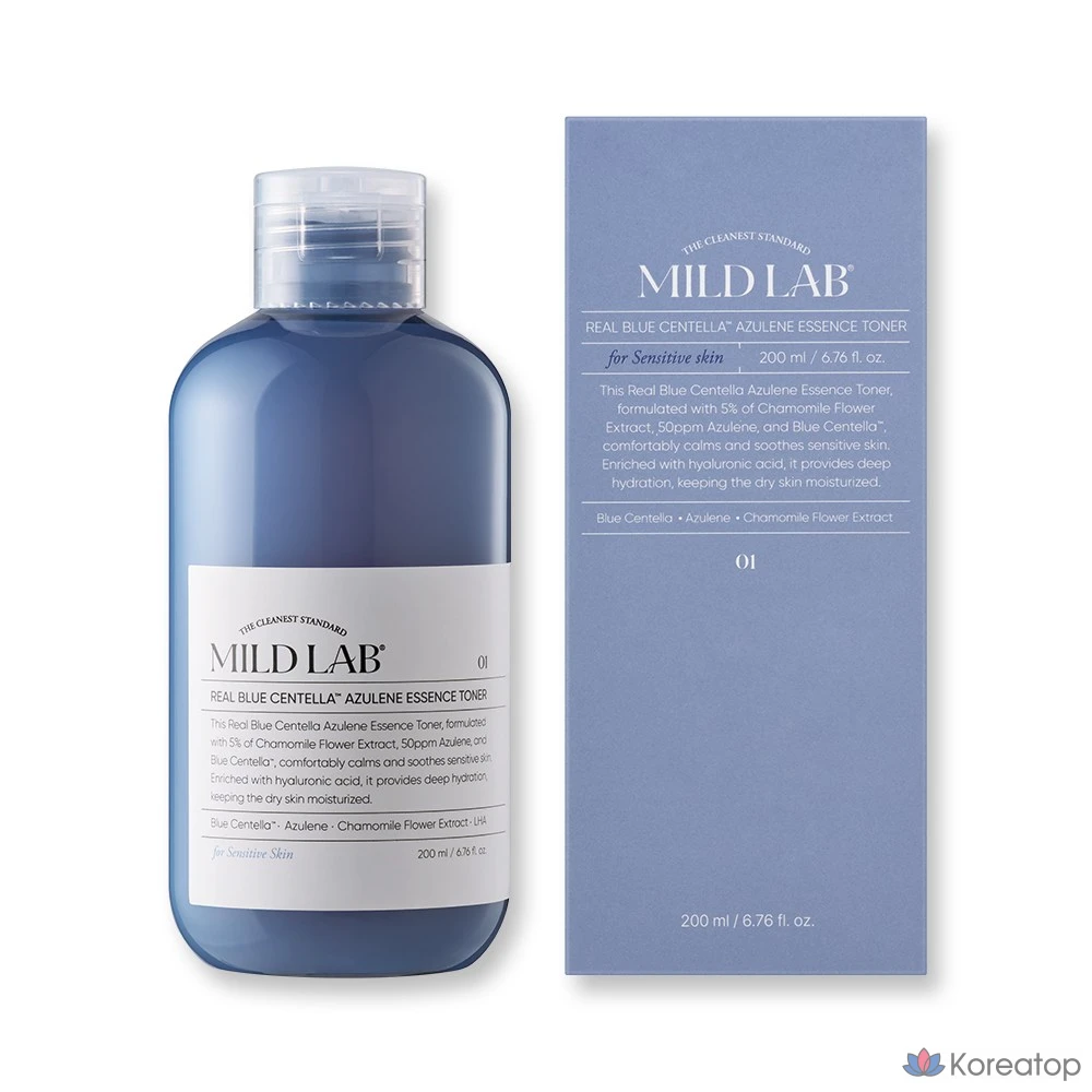 Тонер Mild Lab Real Blue Centella Azulene Essence Toner, 200 мл, 1 шт.