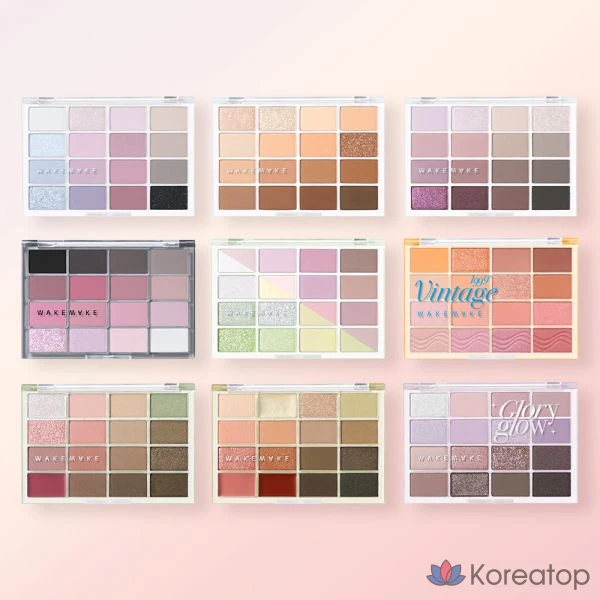 Палетка теней для век WAKEMAKE Limited Edition Soft Blurring Eye Palette, 16 цветов, 14 г, 20 оттенков Tangerine Beach Blurring, 1 шт.