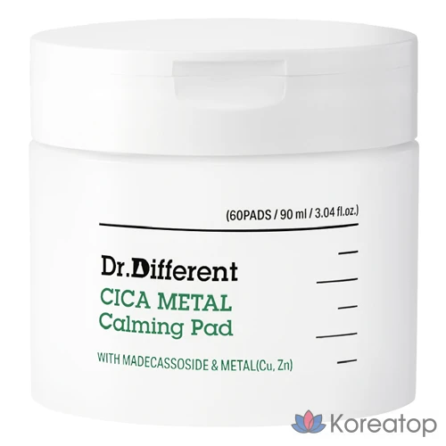 Успокаивающие металлические подушечки Dr. Different Cica, 90 мл, 60 листов, 1 упаковка.