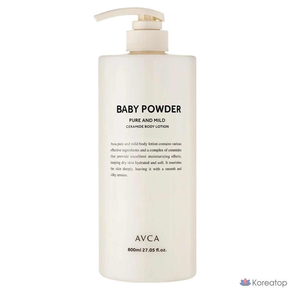 Детская присыпка для тела AVCA Pure &amp; Mild Ceramide, 1 шт., 800 мл