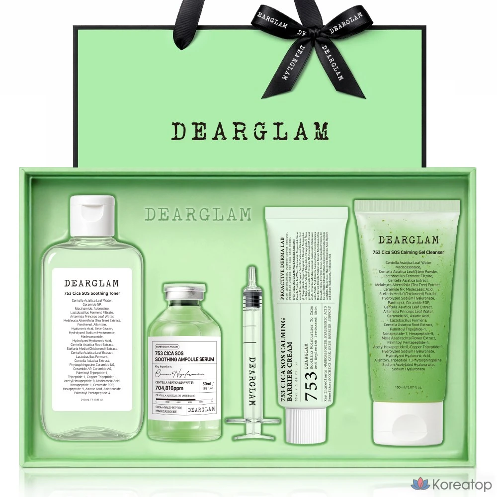 Набор DEARGLAM 753 Cica SOS Trouble Soothing Sebum Pore из 4 предметов, 1 комплект