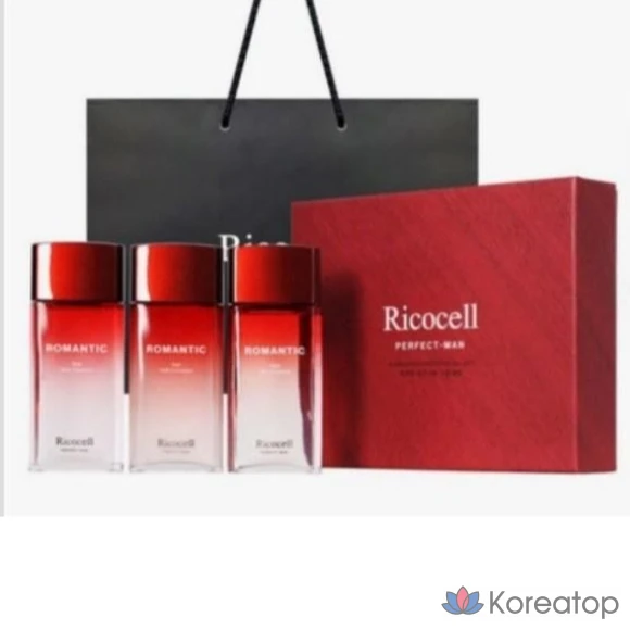 Мужской парфюм. Набор из 3 средств по уходу за кожей: 2 средства для ухода за кожей + 1 лосьон / успокаивающее средство для кожи + средство от морщин + отбеливающее средство / Ricocell Perfect Man, 1 набор.