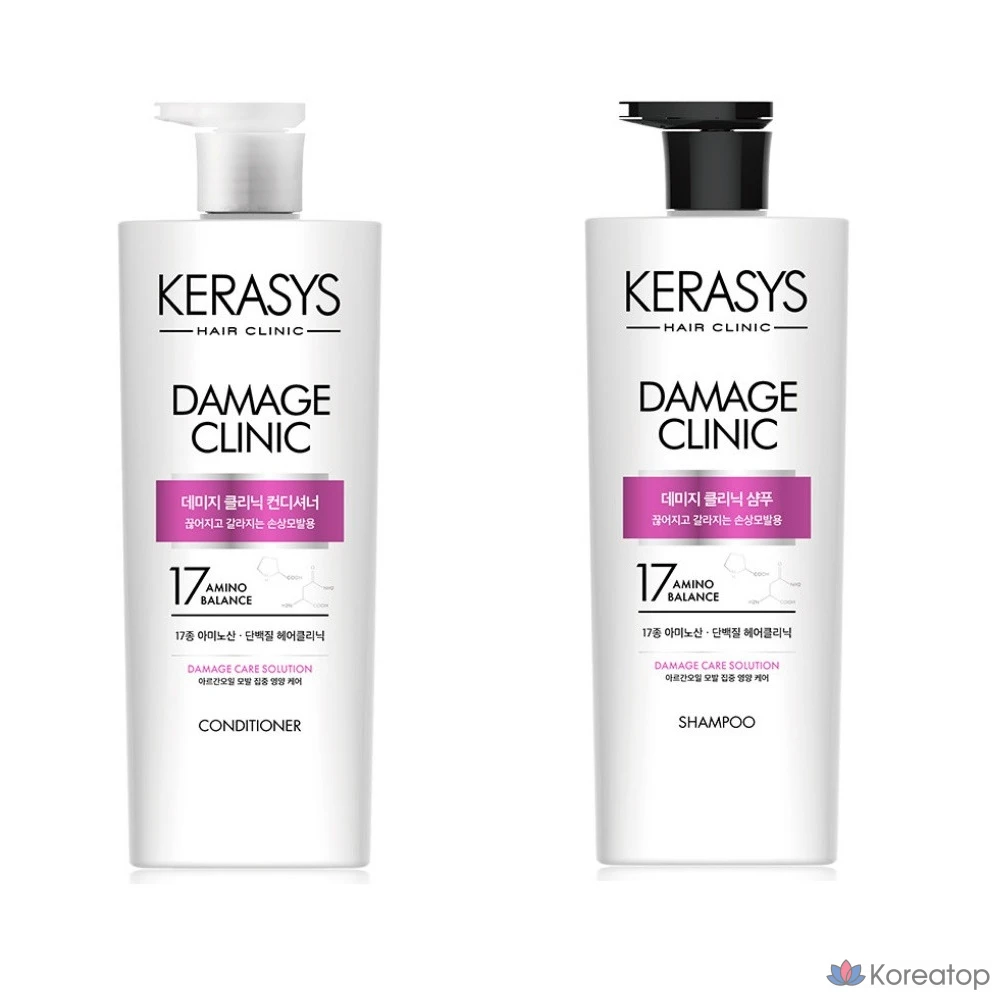 Шампунь и кондиционер KeraSys Damage Clinic Shampoo + Rinse Set, 750 мл + 750 мл, 1 шт.