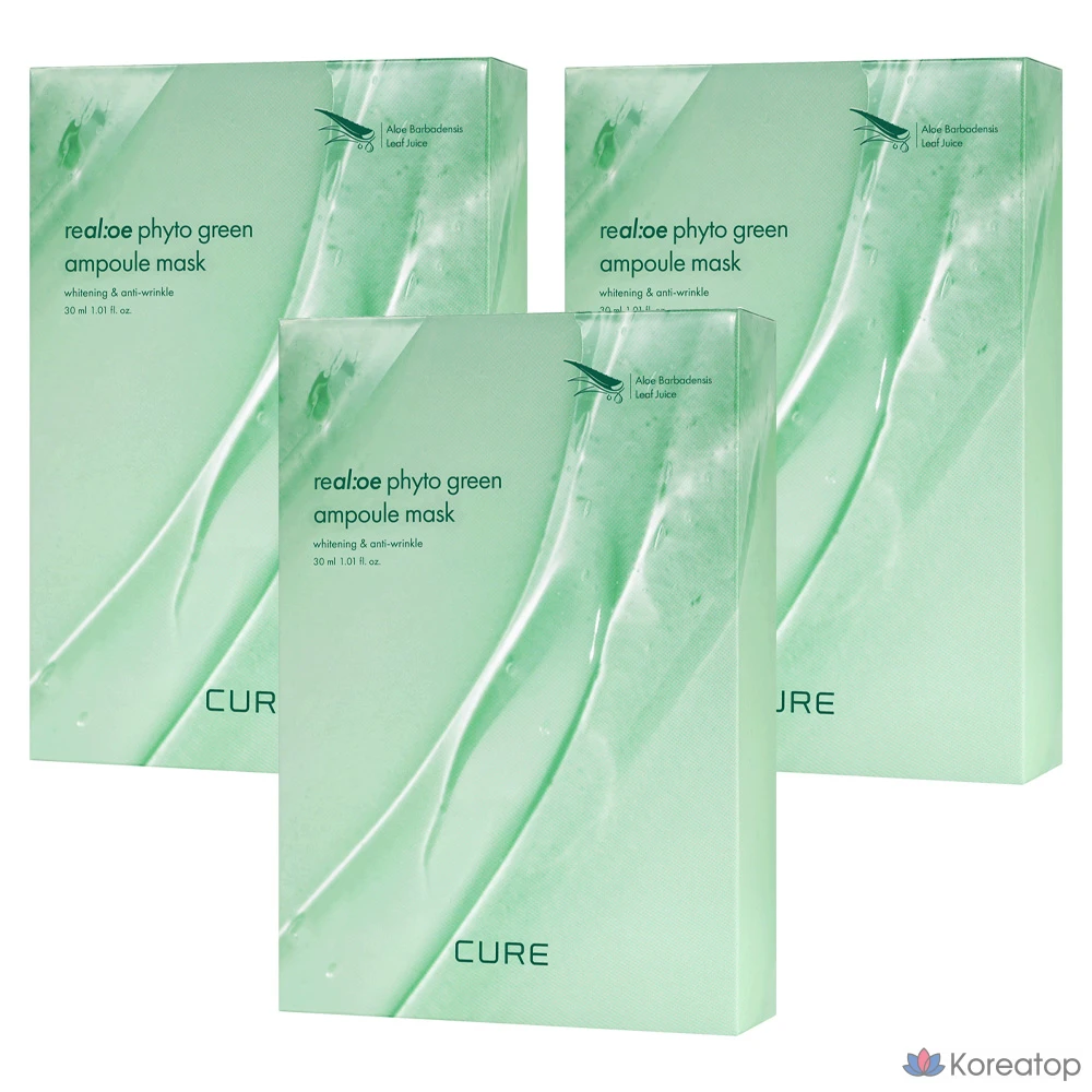 Ампульная маска с алоэ вера KIM JEONG MOON Aloe La Sense Loe Cure Realoe Phyto Green, 10 штук, 3 упаковки