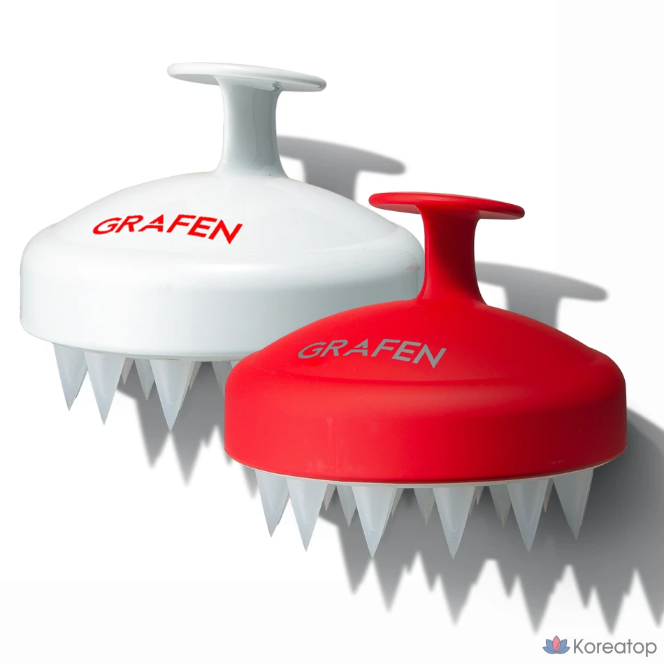 Набор из 2 щеток для мытья головы и ухода за кожей головы GRAFEN Edgefinger, белый, красный, 1 шт.