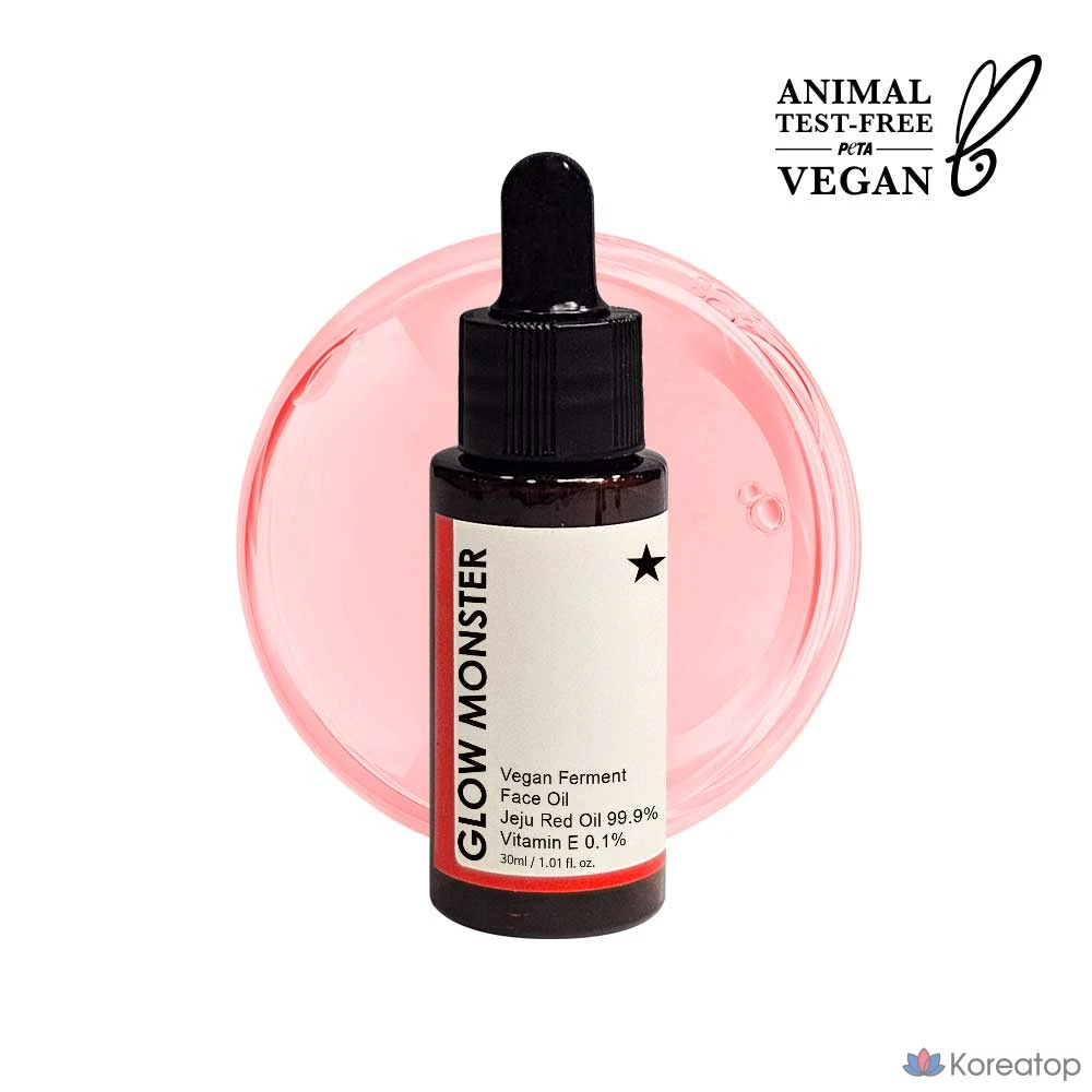 Glow Monster Веганское ферментированное масло для лица, масло для лица Jeju Red Oil 99,9%, 1 шт., 30 мл