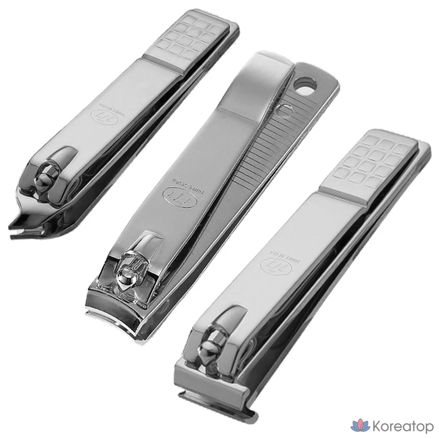 Набор для ухода Three Seven 777 Large Nail Clipper 3-piece Set (CT-121ZLC + N-211AC + N-240ZAC), серебристый, 1 шт.