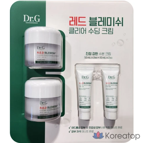 Крем для ухода за кожей Dr. G Red Blemish Clear Soothing Cream 50 мл (2ea)+10 мл (2ea) Sika Moisture Soothing, 120 мл, 1 набор