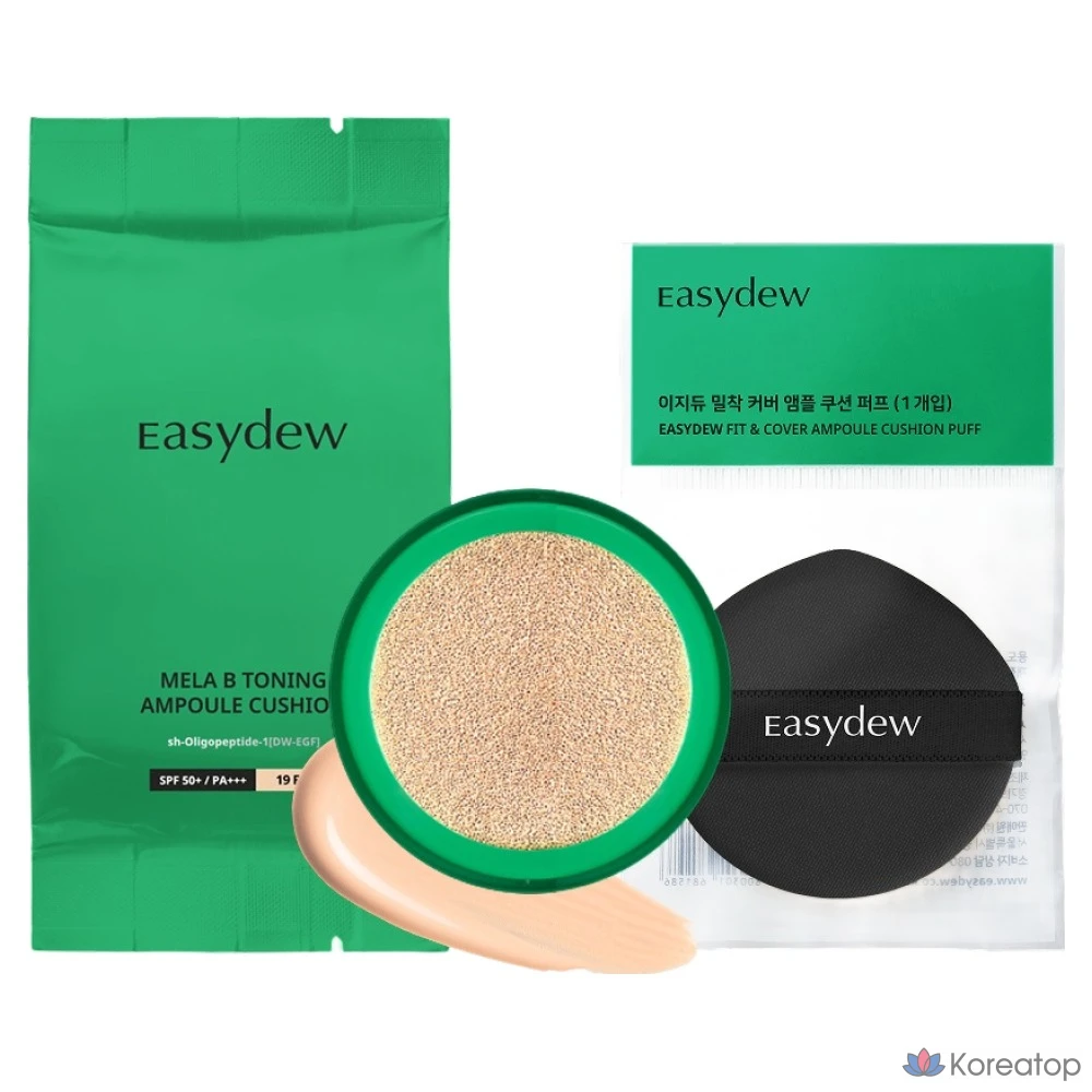 Кушон Easydew Mela B Toning Ampoule Cushion Refill Puff, оттенок 19, 13 г, 1 шт.