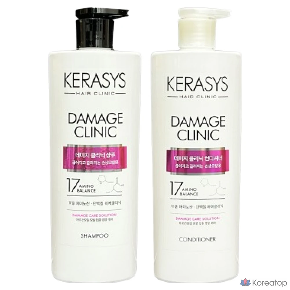 Шампунь и кондиционер KeraSys Damage Clinic Shampoo 750ml x2 + Rinse 750ml x2 Set, 1 шт.