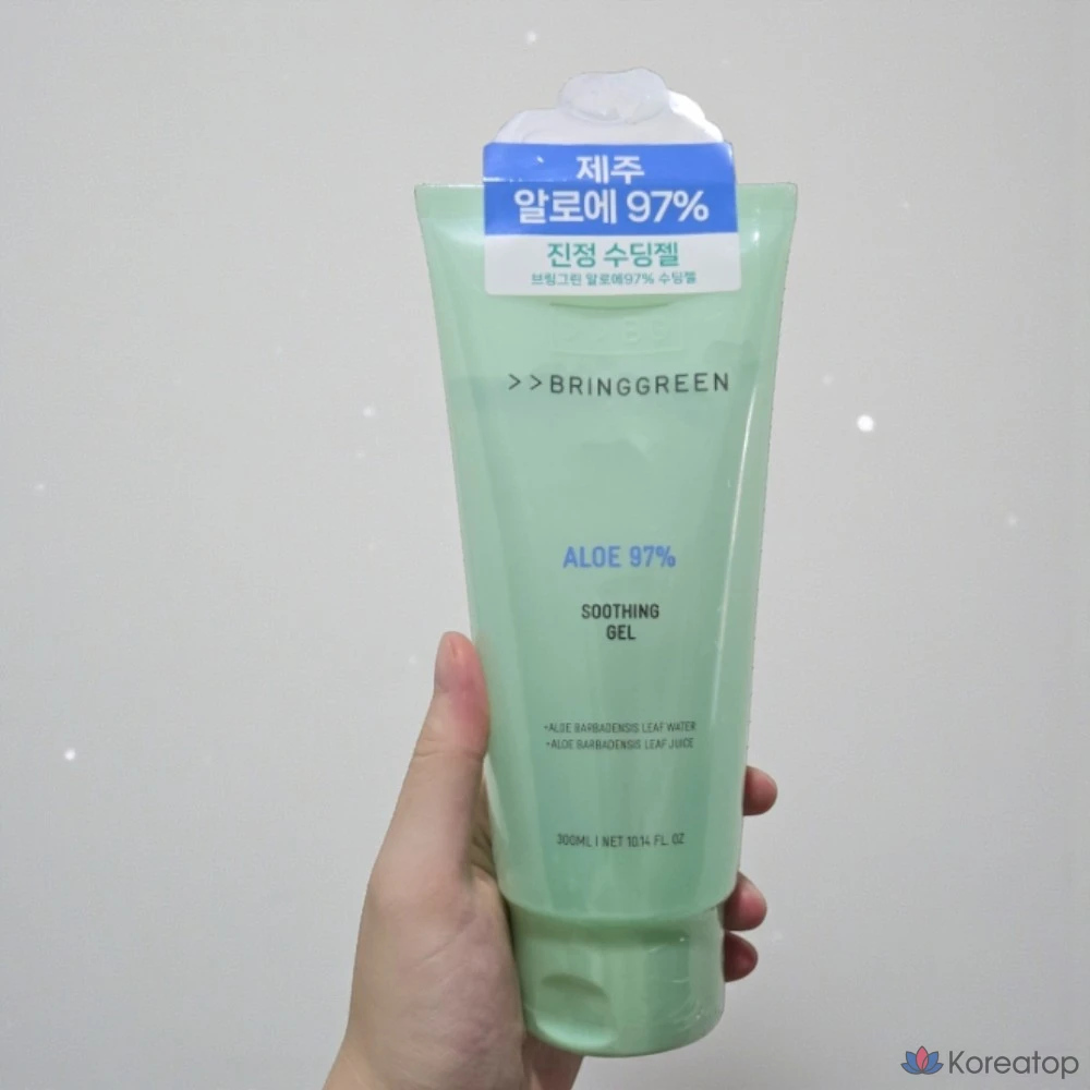 Успокаивающий гель Bring Green Aloe 97% 300 мл 1 шт. BRINGGREEN GEL Сок листьев алоэ вера с острова Чеджу 99% Успокаивающий, увлажняющий, гипоаллергенный, освежающий, быстро впитывающийся успокаивающий гель