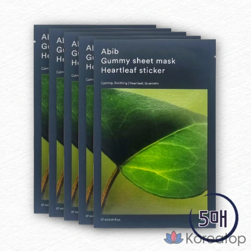 Наклейки-маски для лица Abib Sheet Mask Houttuynia Cordata, 27 мл, 1 упаковка, 5 штук.