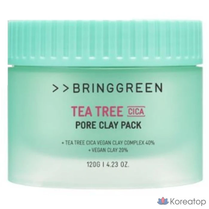 Глиняная маска для лица Bring Green Tea Tree Cica Pore Clay Pack, 120 г, 1 шт.