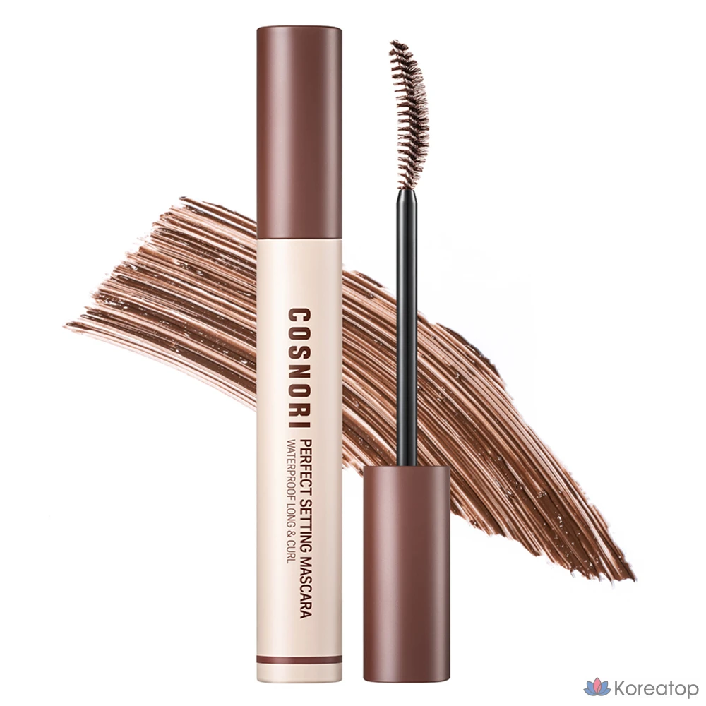 Водостойкая тушь для ресниц Cosnori Perfect Setting Waterproof Long &amp; Curl Mascara, 7 мл, оттенок 02 Cozy Brown, 1 шт.