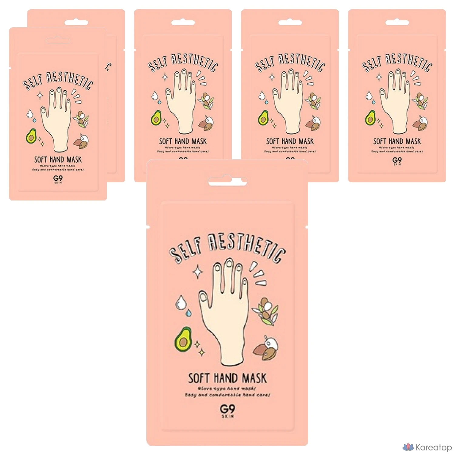 G9 Skin Самостоятельно увлажняющая мягкая маска для рук, 5 мл, 6 штук