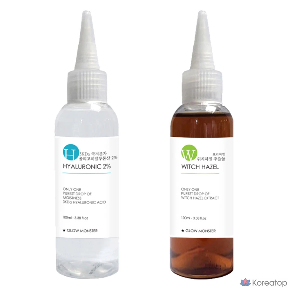 Glow Monster Premium Экстракт гамамелиса 100 мл + 2% концентрат олигогиалуроновой кислоты 3 кДа 100 мл, 1 комплект