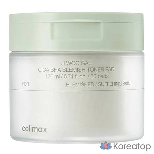 Celimax Успокаивающие тонер-пэды для проблемной кожи с BHA-кислотами Ji Woo Gae Cica BHA Blemish Toner Pad 170 мл ()