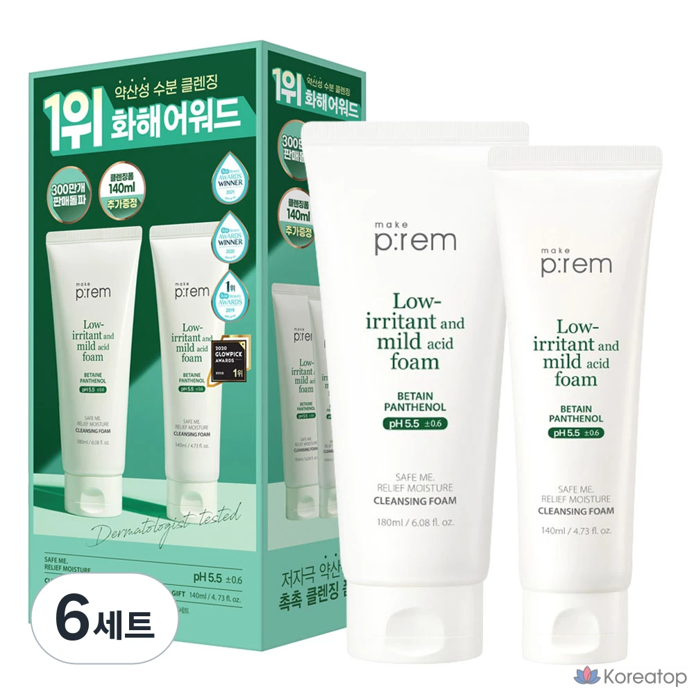 Очищающая пенка MAKE P:REM Safe Me Relief Moisture Cleansing Foam, 320 мл, 6 шт.