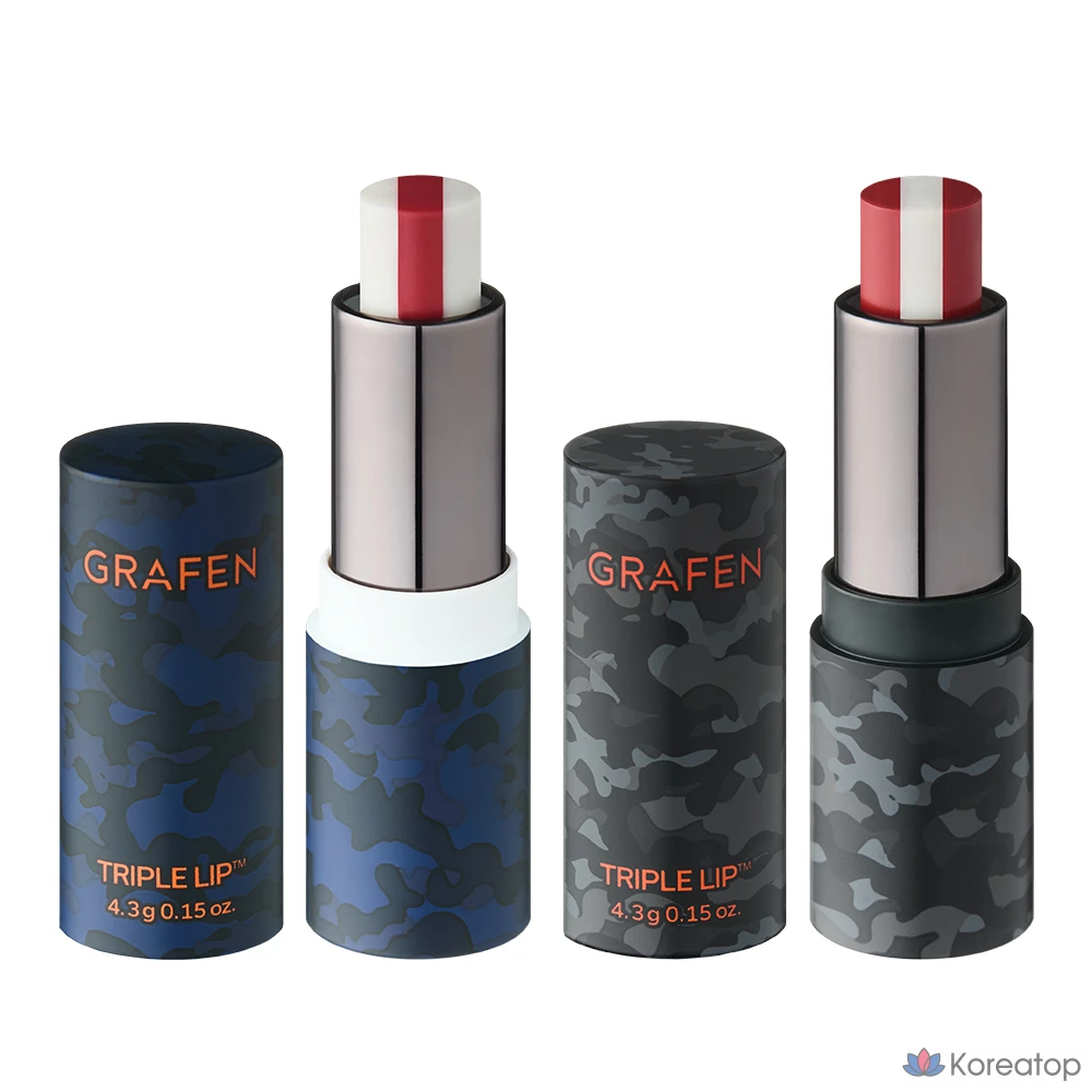 Набор мужских бальзамов для губ GRAFEN Triple Lip Handsome Lip + Color Lip, разные цвета, 1 шт.